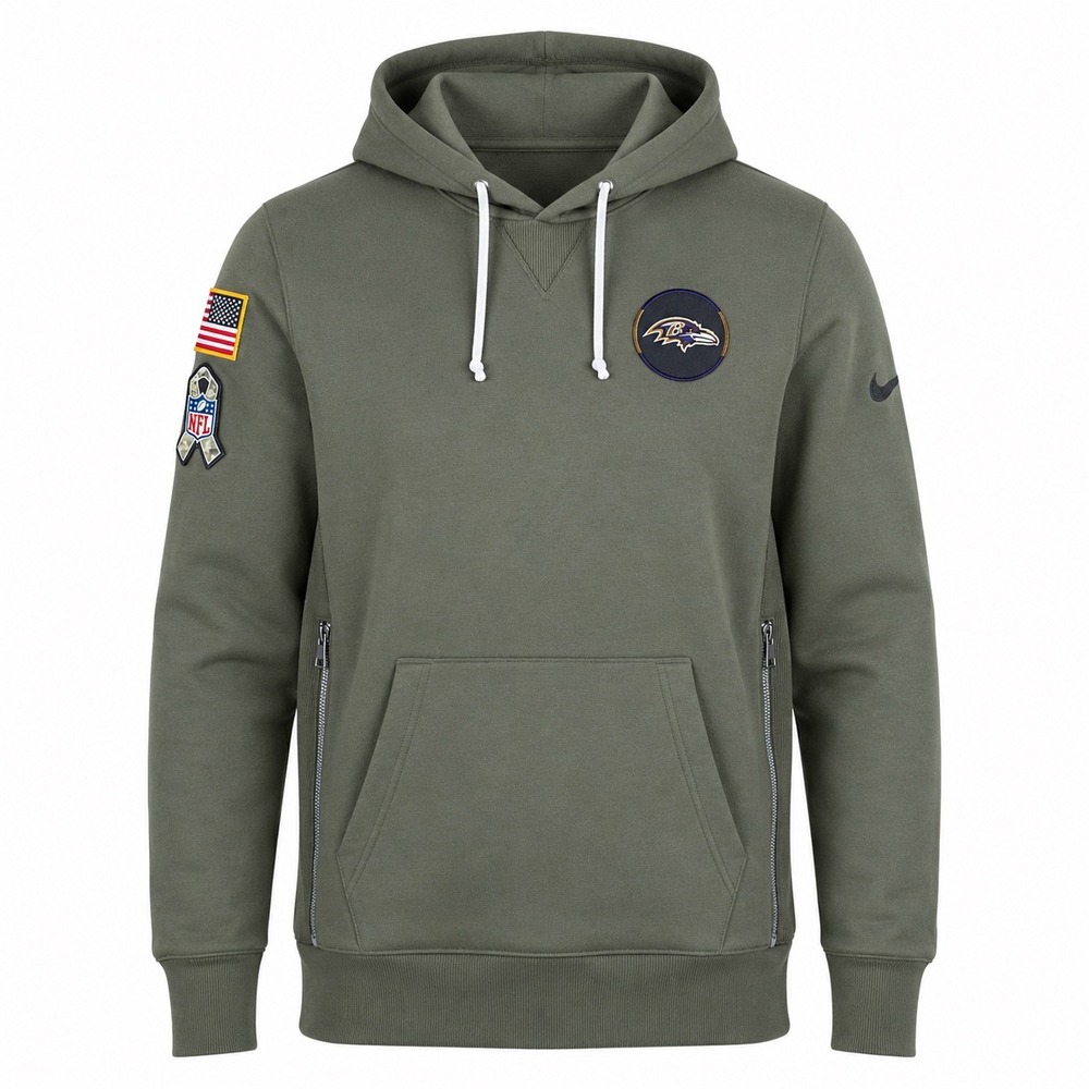 Nike NEW Baltimore Ravens Salute to Service Hoodie Mens Small Green military